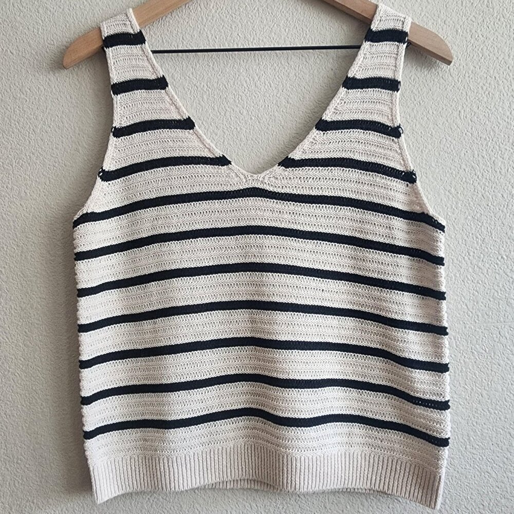 Marine Layer Sweater Tank Womens Medium Stripe Finley Summer Knit New